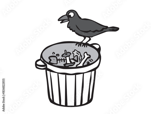 生ゴミを漁るカラス　ゴミ対策　カラス　住宅街