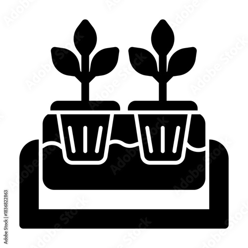 Hydroponic solid icon illustration