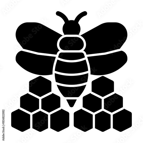 Pollinator bee solid icon illustration