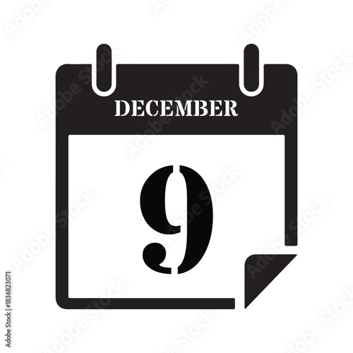 Black December Ninth Date Graphic