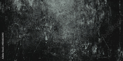 Dark Distressed Wall Texture Background with Scratches white dust, and subtle spatter for wall design.