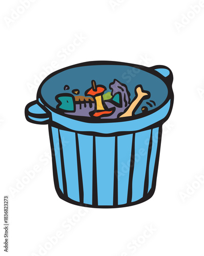 生ゴミを入れたゴミバケツ　ゴミ処理