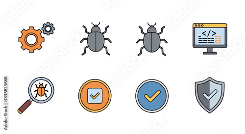 Collection of Software Development and Debugging Icons.