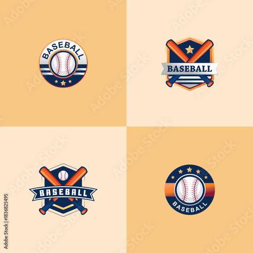 baseball logo badge vector design