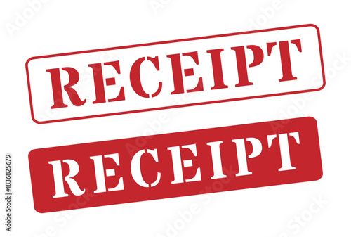 Red Receipt Stamp Vector Set