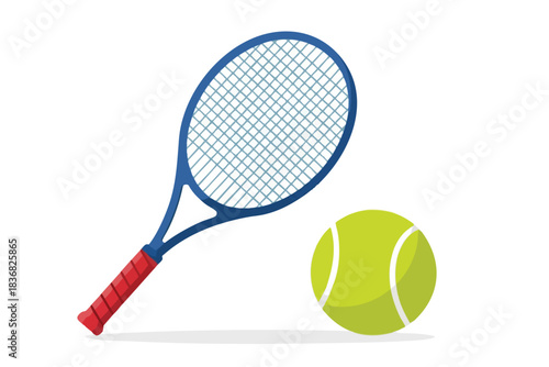Tennis Racket and Ball Vector Illustration