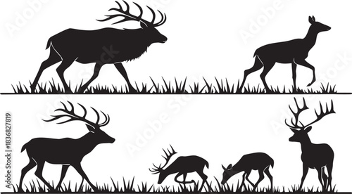 set of deer silhouettes