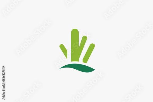 Minimalist modern green cactus logo 