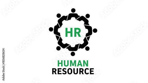 Human Resource (HR) Team Meeting Logo Design Vector Illustration. Corporate collaboration icon depicting staff training and management.