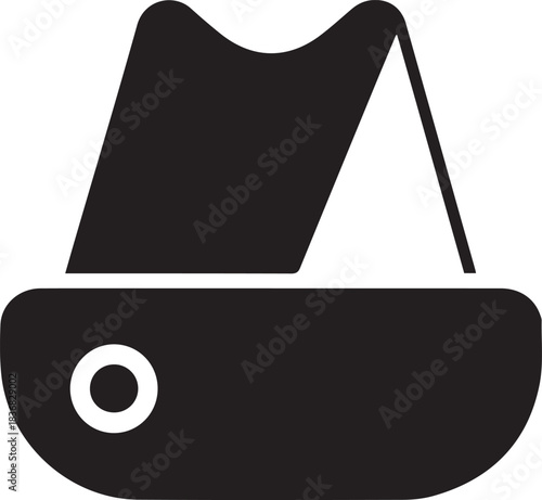 Black and White Icon of a Hat fedora brim