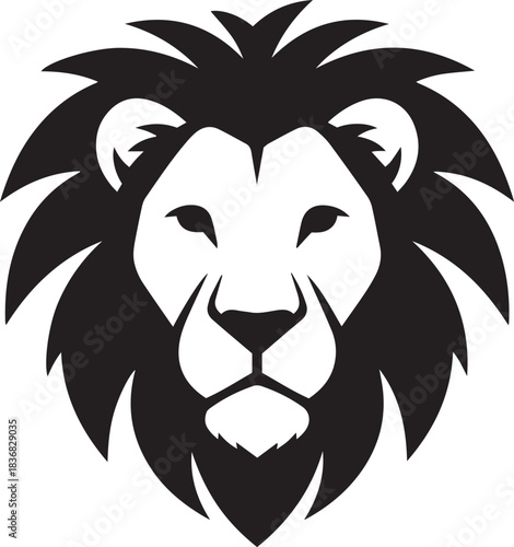 Black silhouette of a lion's head with a mane vector