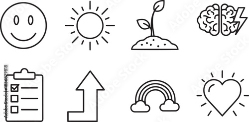 Positive Concepts Line Icons illustration vector