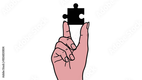 Hand Holding Jigsaw Puzzle Piece - Conceptual Vector Illustration for Problem Solving, Strategy, and Finding the Solution