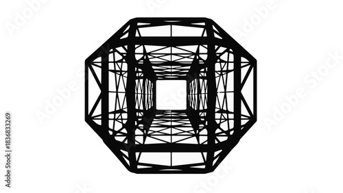 Abstract geometric tunnel with repeating patterns and a sense of depth