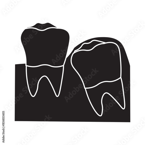 Impacted Wisdom Tooth and Dental Problem Illustration glyph icon 