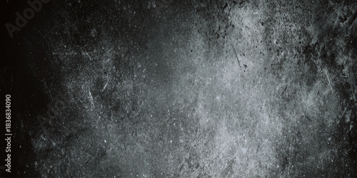 A wide panoramic shot of a distressed and grungy gray concrete wall texture for graphic design, architecture concepts.