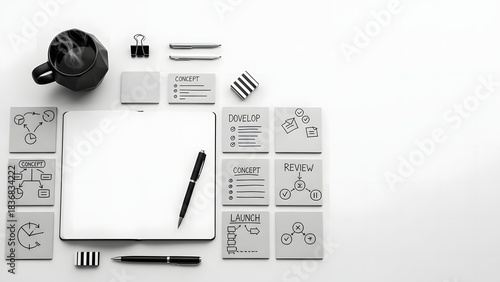 Office desk setup with technology and professional business tools, concept for planning and strategy in a modern workspace