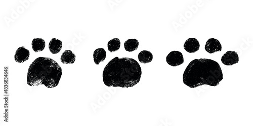 Set of hand drawn cute cat's paw Cat, dog, animal footprint in doodle style Single element for print, web, design, decor, greeting cards, children's prints