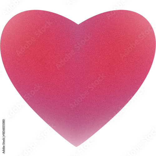 A large red–pink gradient heart with a soft grain texture on a black background. The heart shape appears smooth and modern, symbolizing love, affection, warmth
