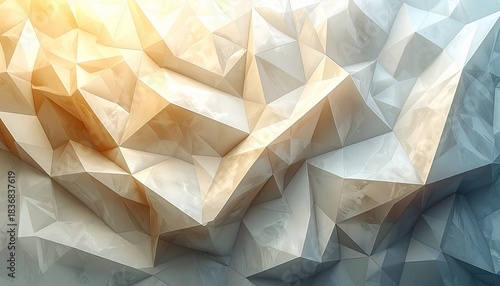 Abstract low poly geometric background with textured surfaces and gradient lighting