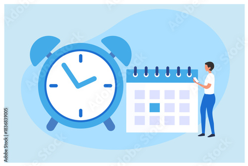 Time management and business planning concept,  Organizing efficient work process vector illustration