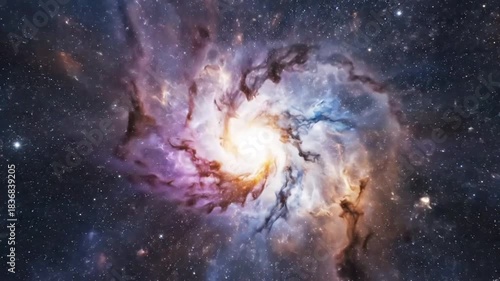 Stunning spiral galaxy captured in a cosmic nebula, showcasing the vastness and beauty of the universe