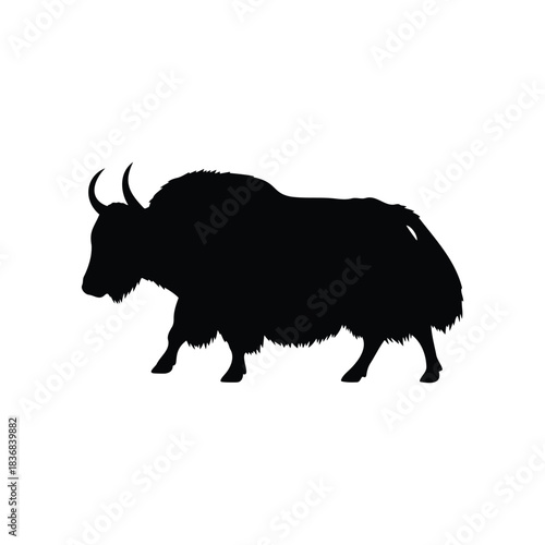 Yak silhouette vector flat illustration design.