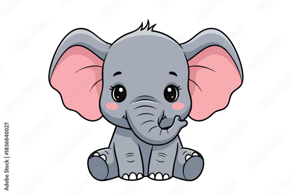 Fototapeta premium Cute Cartoon Elephant Illustration