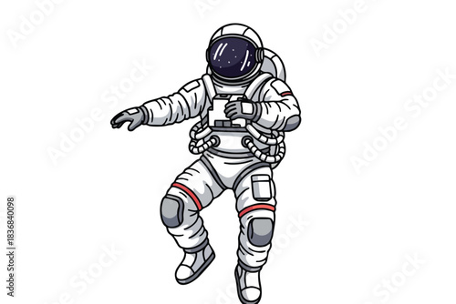Astronaut in Space Suit Floating Freely