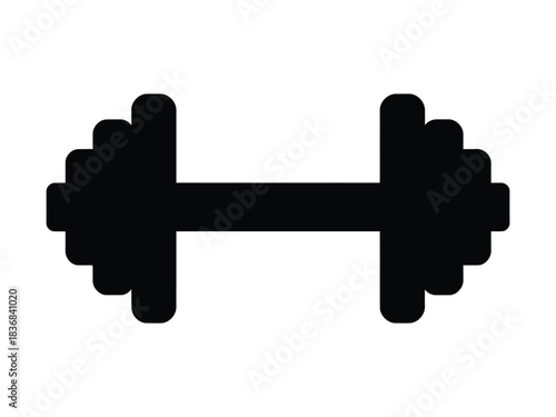 Black Silhouette Vector Icon of Barbell Weight Lifting Equipment