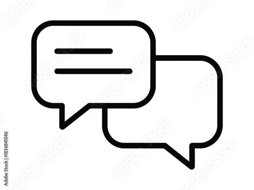 Overlapping Speech Bubble Outline Icon for Communication and Chat Vector