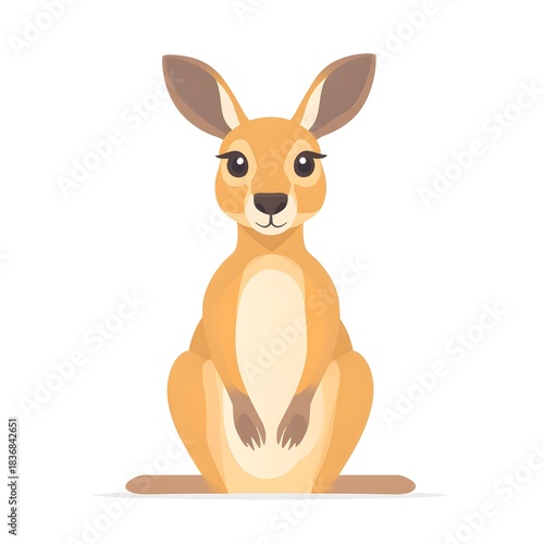 Cartoon marsupial illustration facing forward with expressive eyes and large ears