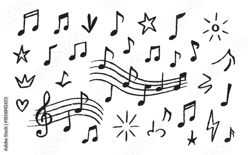 Hand-Drawn Musical Notes Doodle Clipart Collection
