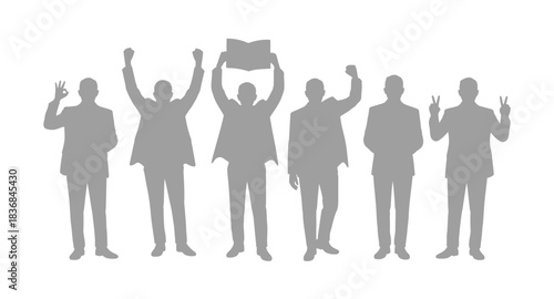 Business people silhouette illustration showing expressive gestures, emotions, and professional communication concepts