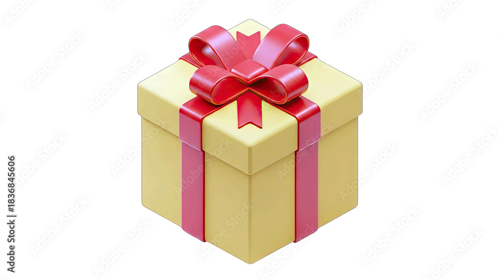 Obraz premium Gift Box with Red Ribbon Isolated on White