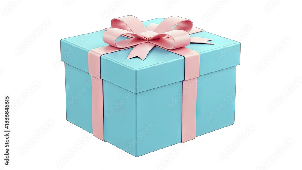 Fototapeta premium Gift Box with Pink Ribbon and Bow on White
