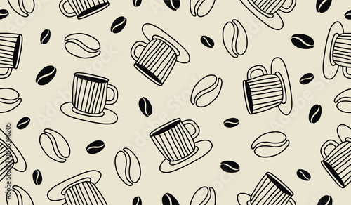 Cute coffee cup pattern background vector design
