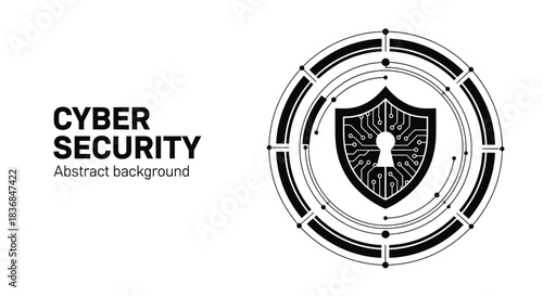 Digital shield with keyhole symbolizes cybersecurity and data protection.