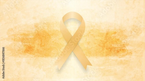Orange ribbon for leukemia awareness month on blots grunge background, symbolizing hope and support. Seamless looping glitch motion design. Video animation Ultra HD 4K 3840x2160