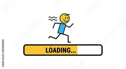 Person running on a loading bar, symbolizing progress and anticipation