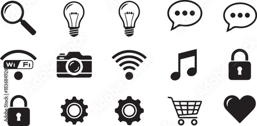 Essential Icons for Digital Communication and Security