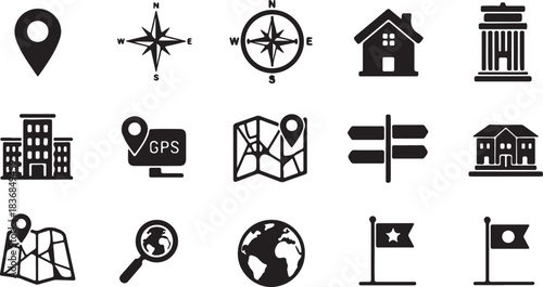 Navigation and Location Icon Set compass
