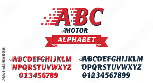 Dynamic lettering and numbers with a sense of speed and motion, perfect for automotive themes.