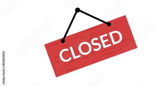 Closed signboard animation. Animation of a closed store sign icon on a green screen background. video of signboard closed for shop on green background. closed sign hanging door store shop animation