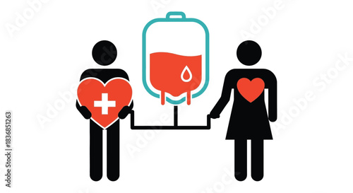 Donating blood, symbol of life and health, helping others with generosity