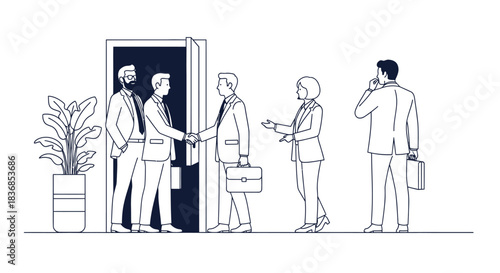 Business professionals networking and greeting each other