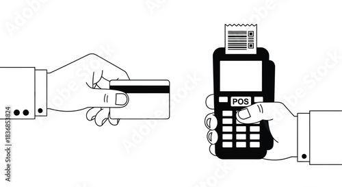 Rejected credit card payment with thumbs down on POS terminal screen
