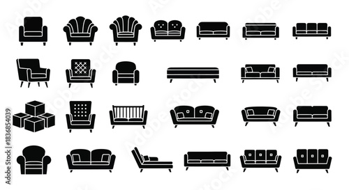 Various sofas and armchairs in modern living room furniture designs