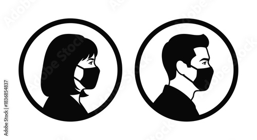 People wearing face masks in circles