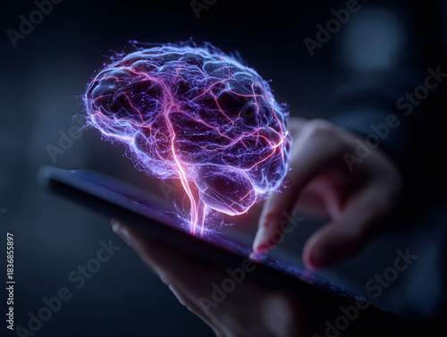 Artificial Intelligence Brain Concept on Tablet